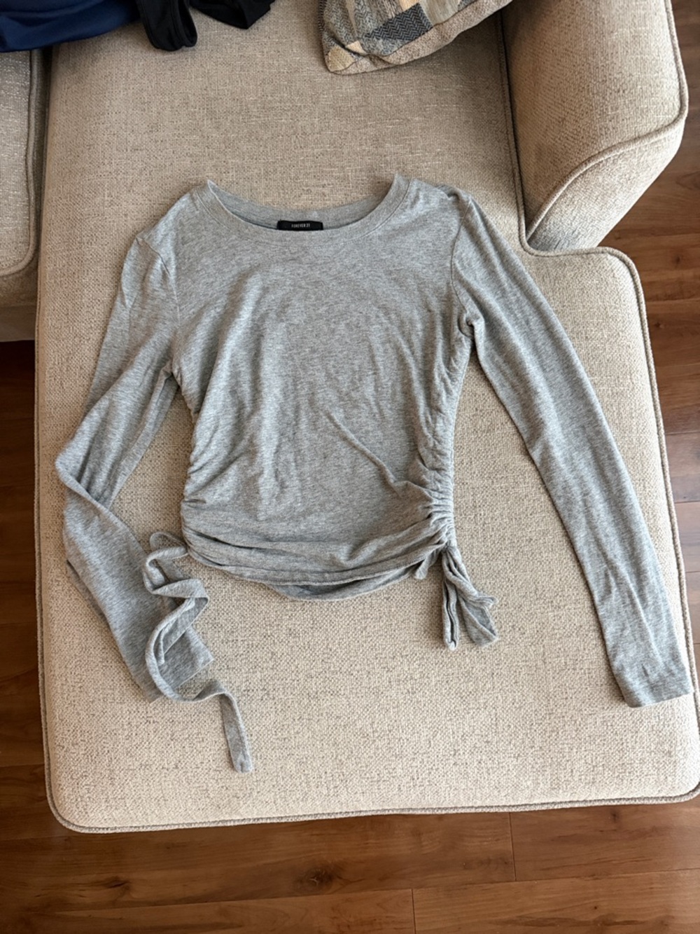 Forever 21 Heather Gray Side-Tie Long Sleeve Top
